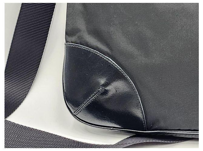 Bolsa transversal de nylon preto e couro Prada Tessuto - vista 12