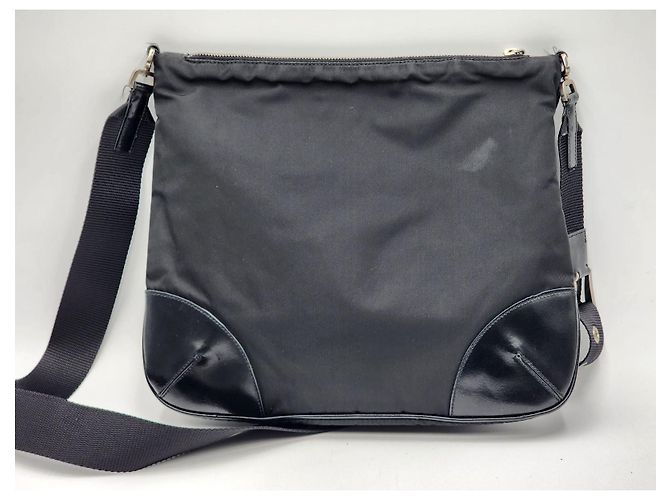 Bolsa transversal de nylon preto e couro Prada Tessuto - vista 2