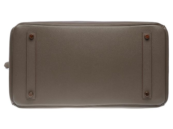 Hermès Sac HERMES Birkin 35 en Cuir Étoupe - 101805 Taupe - vue 12