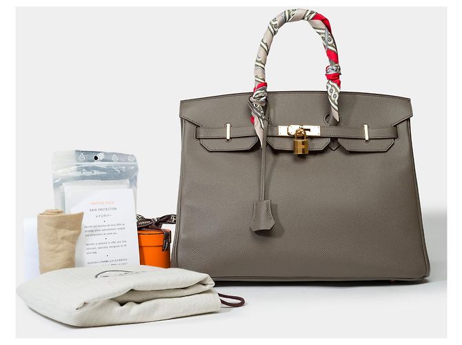 Hermès Sac HERMES Birkin 35 en Cuir Étoupe - 101805 Taupe - vue 2