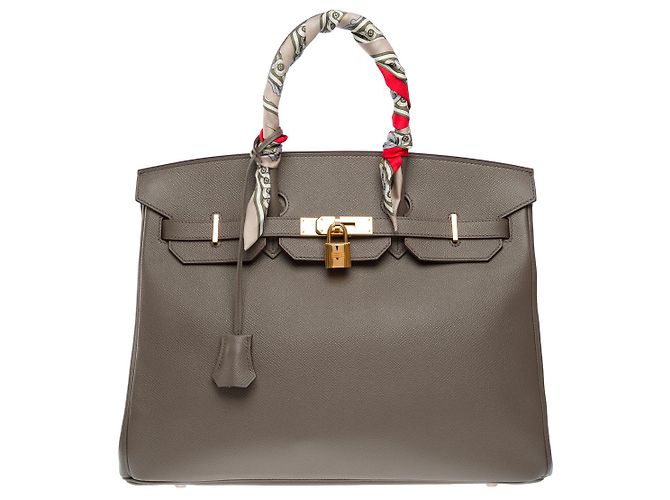 Hermès Sac HERMES Birkin 35 en Cuir Étoupe - 101805 Taupe - vue 3