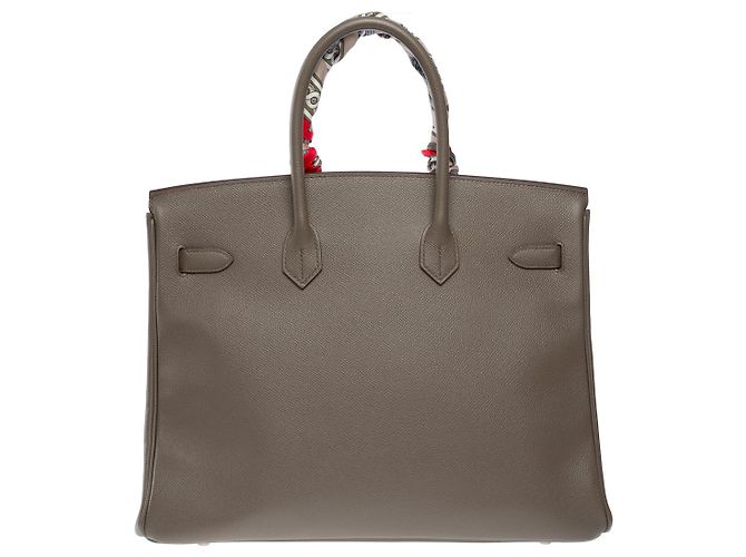 Hermès Sac HERMES Birkin 35 en Cuir Étoupe - 101805 Taupe - vue 4