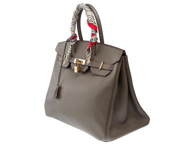 Hermès Sac HERMES Birkin 35 en Cuir Étoupe - 101805 Taupe - vue 5