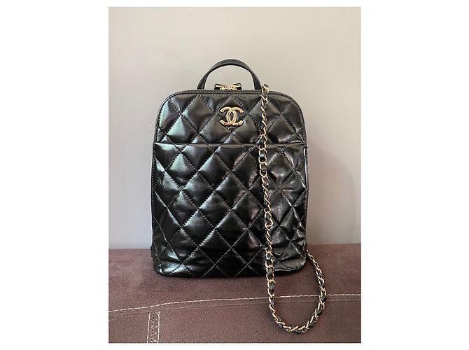 Chanel My Pocket Rucksack Schwarzes Gestepptes Glattleder - Ansicht 2