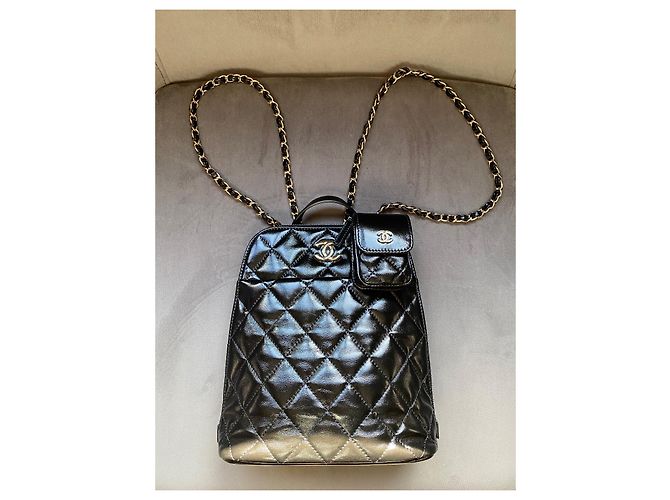 Chanel My Pocket Rucksack Schwarzes Gestepptes Glattleder - Ansicht 3