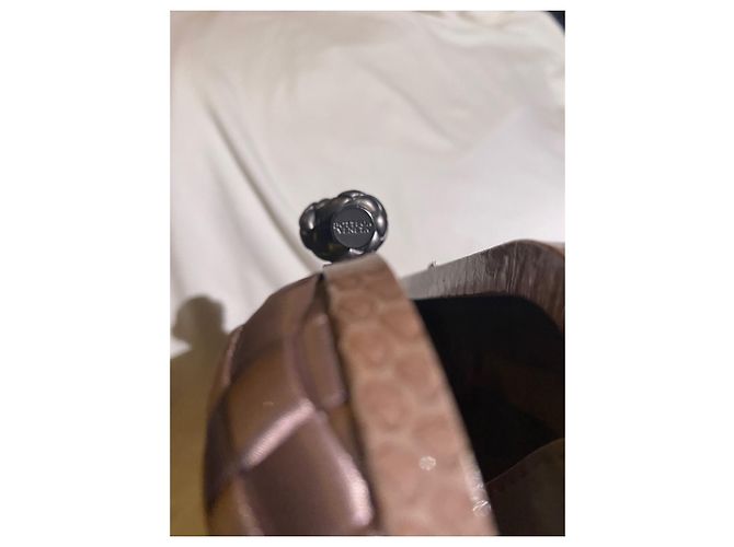 Clutch Bottega Veneta Knot in seta color sabbia - vista 6