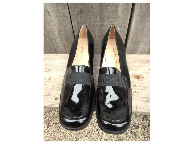 Mocassini Salvatore Ferragamo Gancini in pelle lucida nera Nero - vista 3