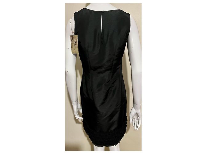 Jenny Packham Vestido de cóctel de satén negro con bordado de perlas Plata - vista 2