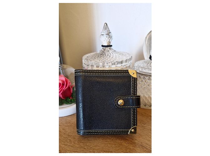 Portafoglio Louis Vuitton in pelle nero e oro D'oro - vista 4