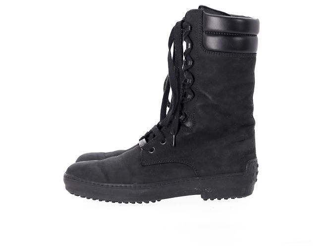 Tod's Anfibi stringati Tods' in pelle scamosciata nera - vista 2