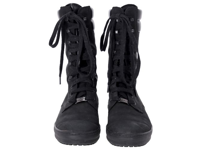 Tod's Anfibi stringati Tods' in pelle scamosciata nera - vista 3