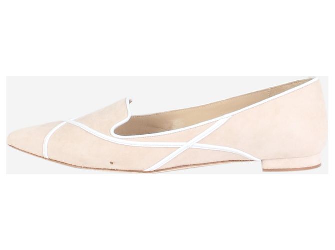 Manolo Blahnik Neutral suede pointed toe flats - size EU 35.5 - view 2