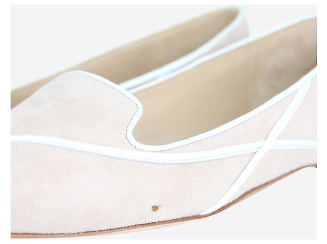 Manolo Blahnik Neutral suede pointed toe flats - size EU 35.5 - view 5