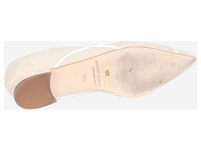Manolo Blahnik Neutral suede pointed toe flats - size EU 35.5 - view 7