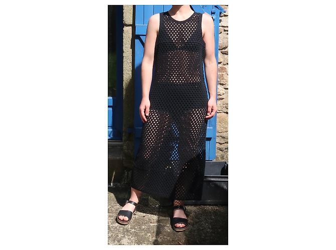 Anine Bing Veronica Crochet Cotton Dress Black - view 9