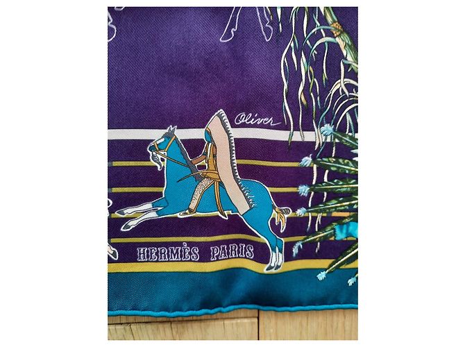 Sciarpa Hermès Pani La Shar Pawnee in seta 70x70 cm Multicolore - vista 7