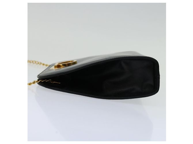 Salvatore Ferragamo Gancini Borsa A Tracolla Con Catena Pelle Nera Auth ki4289 Nero - vista 3