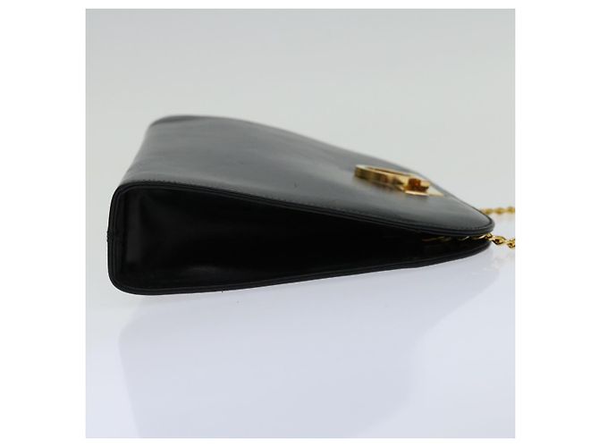 Salvatore Ferragamo Gancini Borsa A Tracolla Con Catena Pelle Nera Auth ki4289 Nero - vista 4