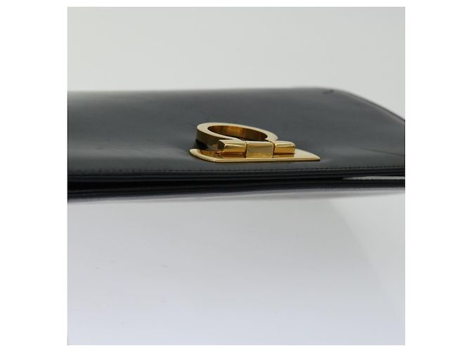 Salvatore Ferragamo Gancini Borsa A Tracolla Con Catena Pelle Nera Auth ki4289 Nero - vista 6
