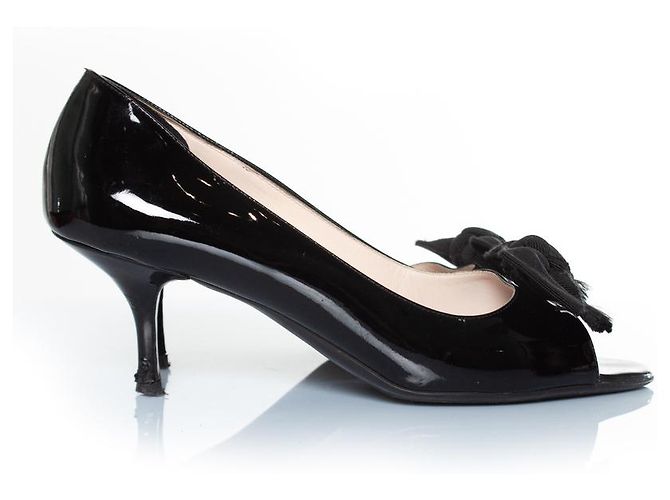 Bow Prada, décolleté con fiocco in vernice Nero - vista 5