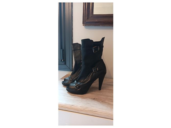 Autre Marque Pianura studio Botines con puntera abierta y tacón alto Negro - vista 7