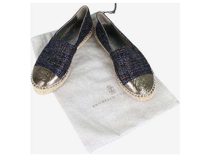 Chanel Dunkelblaue glitzernde Espadrilles - Größe EU 38 - Ansicht 5