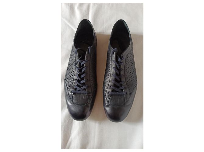 Sneakers J.M. WESTON Casual Training Pelle Blu Navy 43 - vista 3
