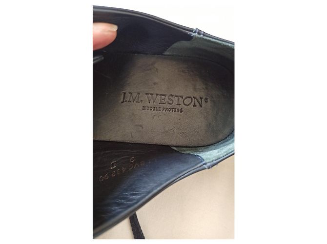 Sneakers J.M. WESTON Casual Training Pelle Blu Navy 43 - vista 4