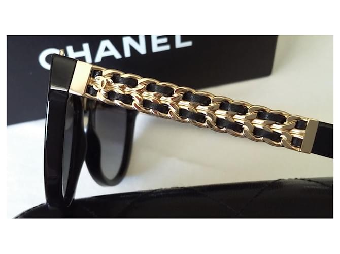 Chanel Nie getragen - goldene Bügel - Katzenaugen- oder Schmetterlingsform Braun Haselnuss Hellbraun Dunkelbraun Gold hardware - Ansicht 4