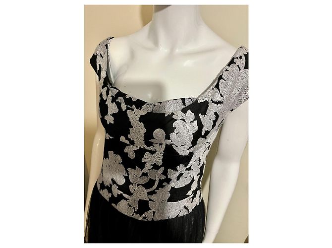 Vera Wang Abito da sera nero e bianco, gonna di tulle - vista 2