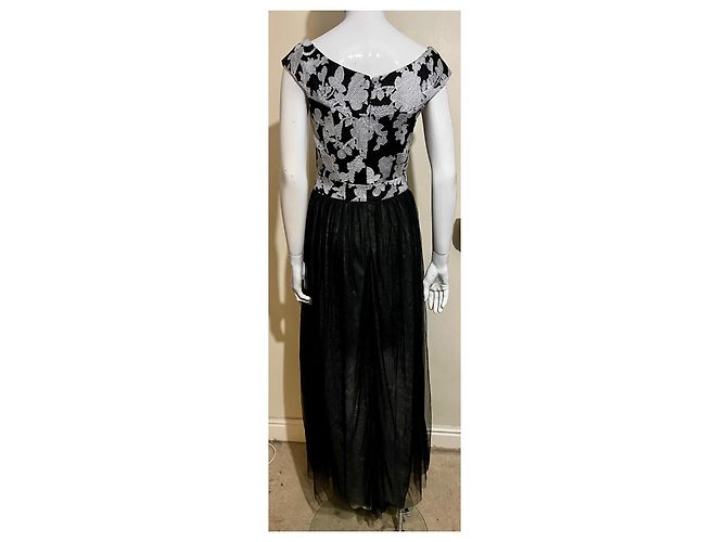 Vera Wang Abito da sera nero e bianco, gonna di tulle - vista 3