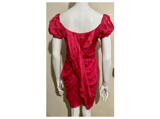 Temperley London Vestido corto de seda drapeada con adornos metálicos Rosa Roja - vista 3