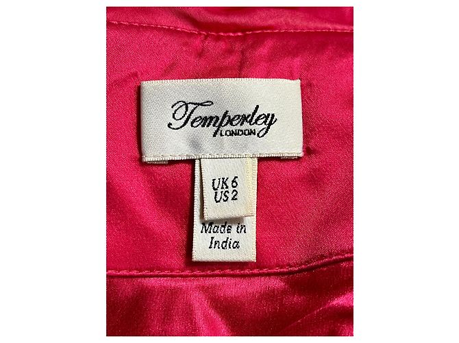 Temperley London Vestido corto de seda drapeada con adornos metálicos Rosa Roja - vista 4