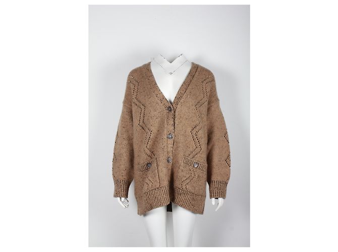 Timeless Cardigan Chanel con scollo a V in lana marrone - vista 6