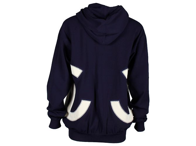 Felpa Chanel CC con cappuccio e zip in cotone blu navy - vista 3
