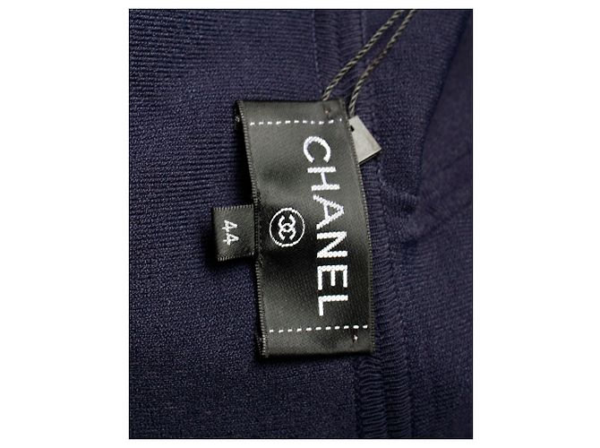 Felpa Chanel CC con cappuccio e zip in cotone blu navy - vista 4
