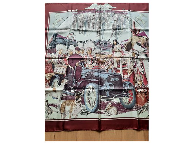 Hermès Foulard in Seta Concours d'Elégance 1885 Limousines de Voyage 90x90 Multicolore - vista 2