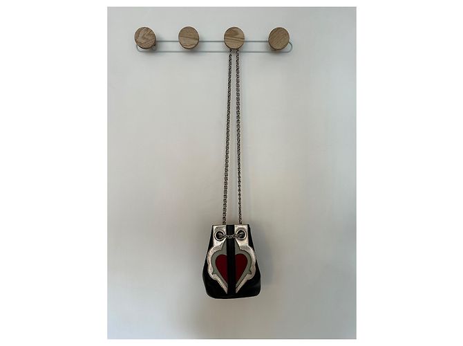 Borsa secchiello Delphine Delafon - Sacré Cœur Nero Argento Rosso - vista 2