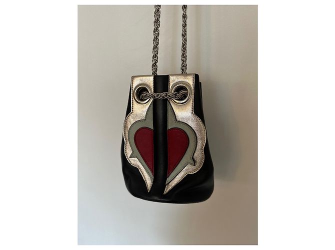 Borsa secchiello Delphine Delafon - Sacré Cœur Nero Argento Rosso - vista 3
