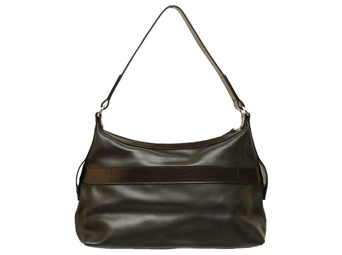 Lancel Black and Dark Brown Leather Hobo Shoulder Bag - view 2