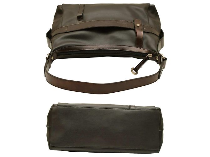 Lancel Black and Dark Brown Leather Hobo Shoulder Bag - view 4
