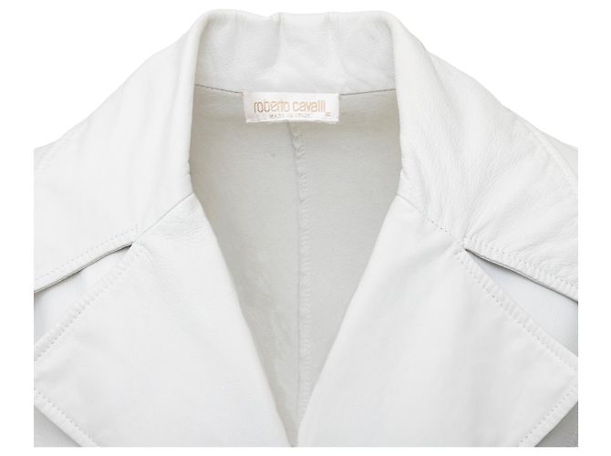 Giacca lunga in pelle Roberto Cavalli Bianco - vista 3
