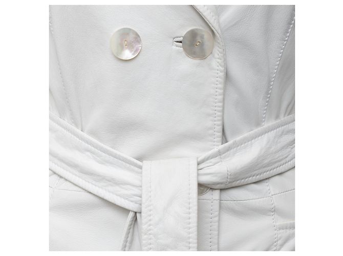 Giacca lunga in pelle Roberto Cavalli Bianco - vista 4