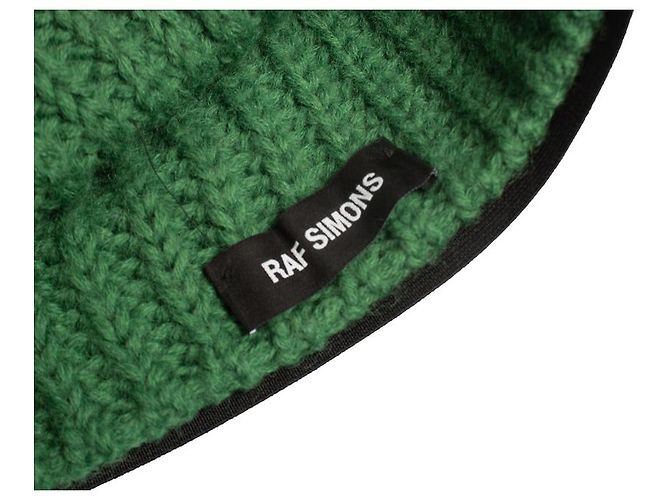 Raf Simons, Berretto in maglia con logo Verde - vista 3