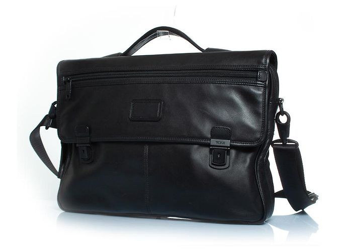 TUMI, Borsa portadocumenti Alpha slim in pelle con patta Nero - vista 4