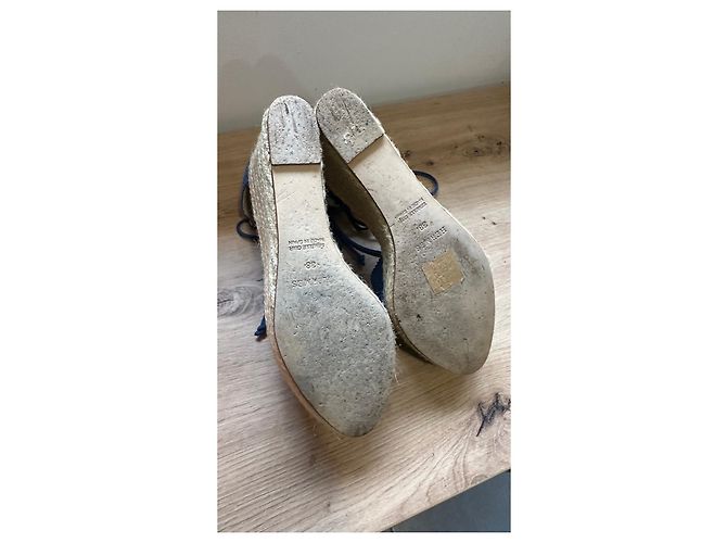 Espadrillas con zeppa Hermès Camoscio Blu - vista 3