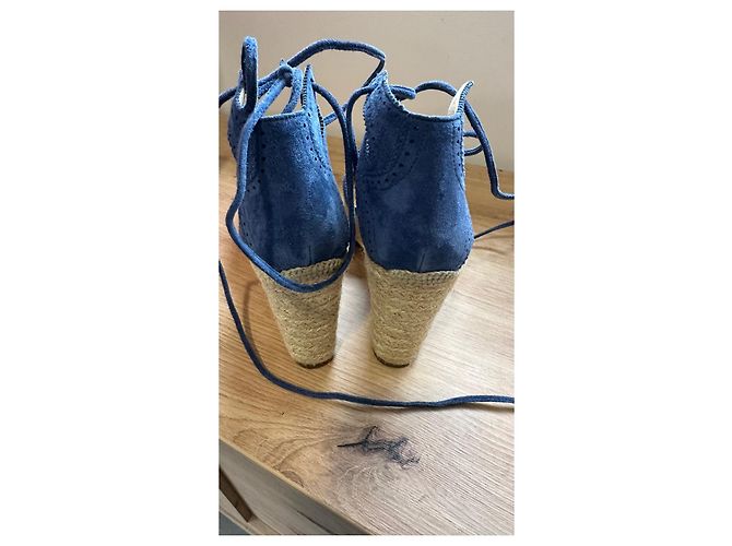 Espadrillas con zeppa Hermès Camoscio Blu - vista 5