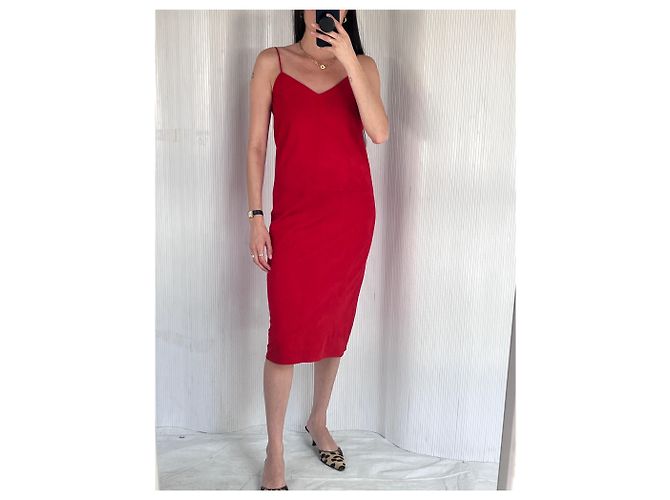 Autre Marque Vakko Rotes Wildlederkleid, S - Ansicht 2