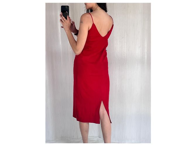 Autre Marque Vakko Rotes Wildlederkleid, S - Ansicht 5