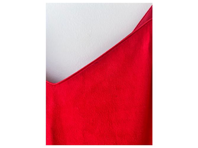 Autre Marque Vakko Rotes Wildlederkleid, S - Ansicht 7